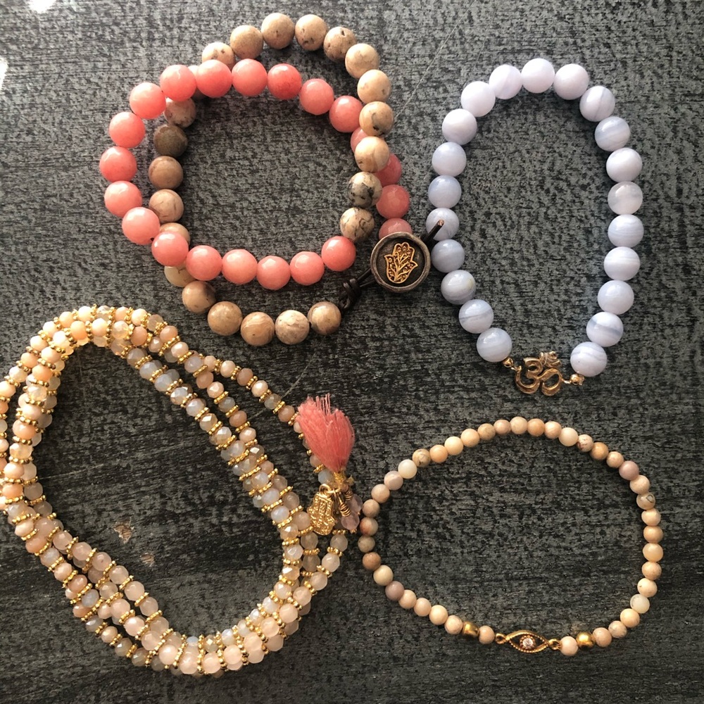 Karma and Luck stone bracelet set